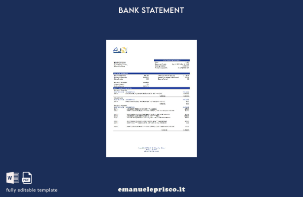 modello word di estratto conto finanziario Gabon Alios Finance in stile verifica